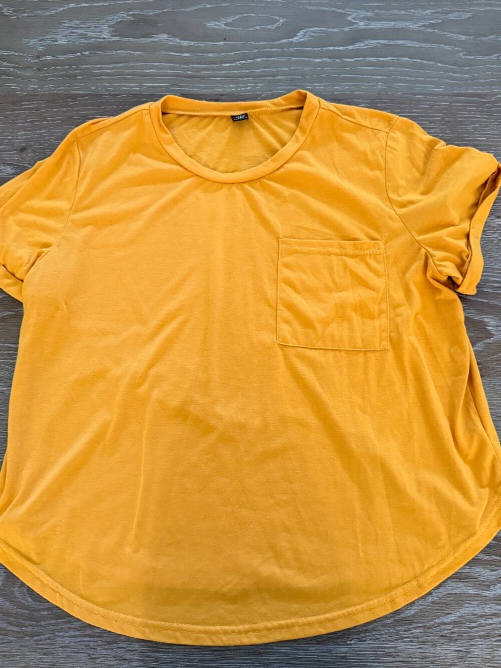 Womens SHEIN yellow mustard short sleeve pocket t-shirt tee size XL